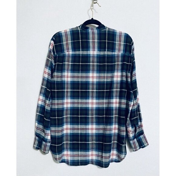 Madewell Top Womens Medium Wheaton Plaid Collarless Popover Tunic Blue Boho - Picture 5 of 7